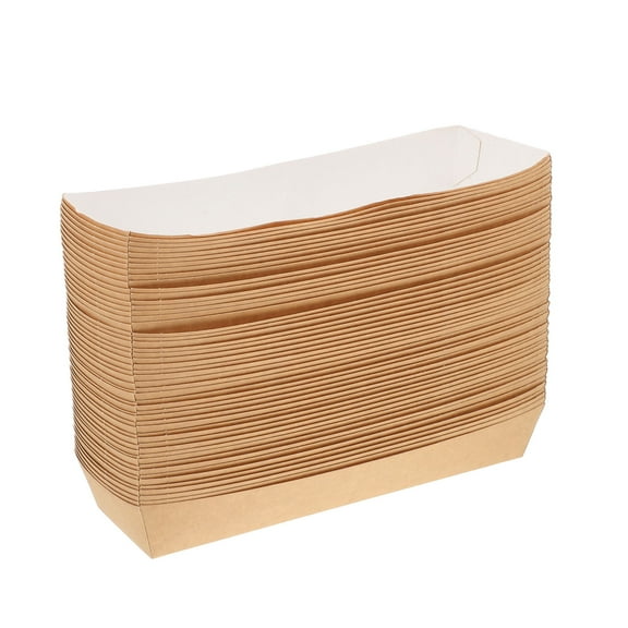 KONTONTY 50pcs Sturdy Paper Food Containers for Snacks Takeout BBQ Boxes Carnival Plates