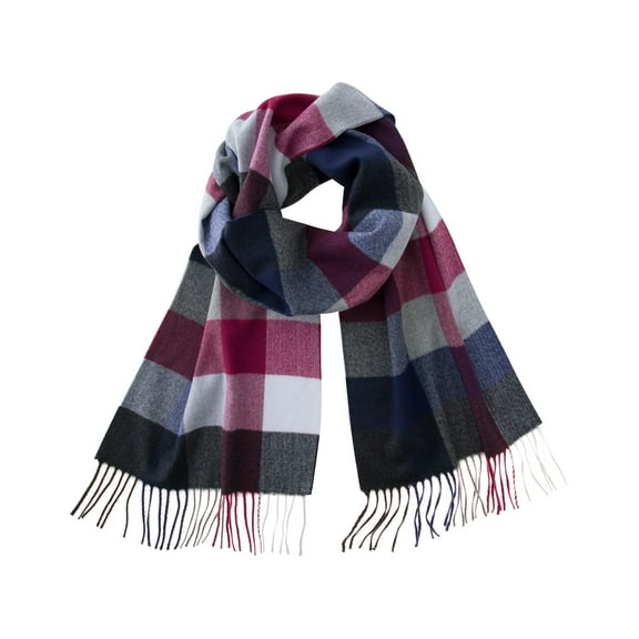 Calvin & Olivia Ultra-Soft Comfort Feel Unisex Winter Solid Plain Scarves Wool Feel Classic Super Soft Luxurious Scarf Red Blue Check