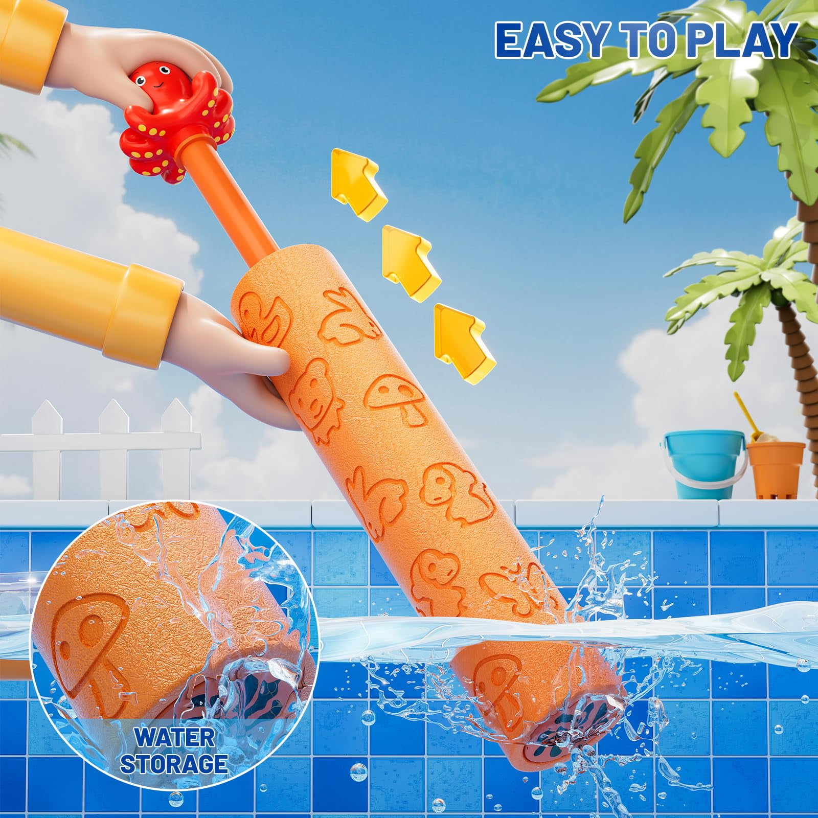 6 Pack Animal-Handle Foam Water Blaster Guns