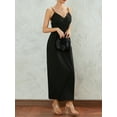 thumbnail image 5 of Musuos Women Elegant Long Dress Summer Solid Color Spaghetti Strap Sleeveless Backless V-Neck Cami Dress for Party, 5 of 10