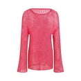 thumbnail image 5 of Women's Hollowed Out See-Through Loose Fit Pullover Sweater, Crew Neck Long Sleeve Knit Top with Retro Sexy Design for Beach Vacation, Summer Casual Wear, Daily Outfits and Fashion Comfort Hot Pink S, 5 of 5