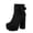 1Black, variant on Women's Platform Heels Round Toe Ankle Boots with Side Zipper Buckle Ankle Straps Fashion Leather Solid Color Pumps Shoes for Party Dress