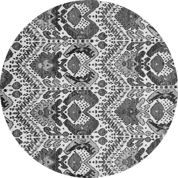 Ahgly Company Indoor Round Abstract Gray Modern Area Rugs, 4' Round