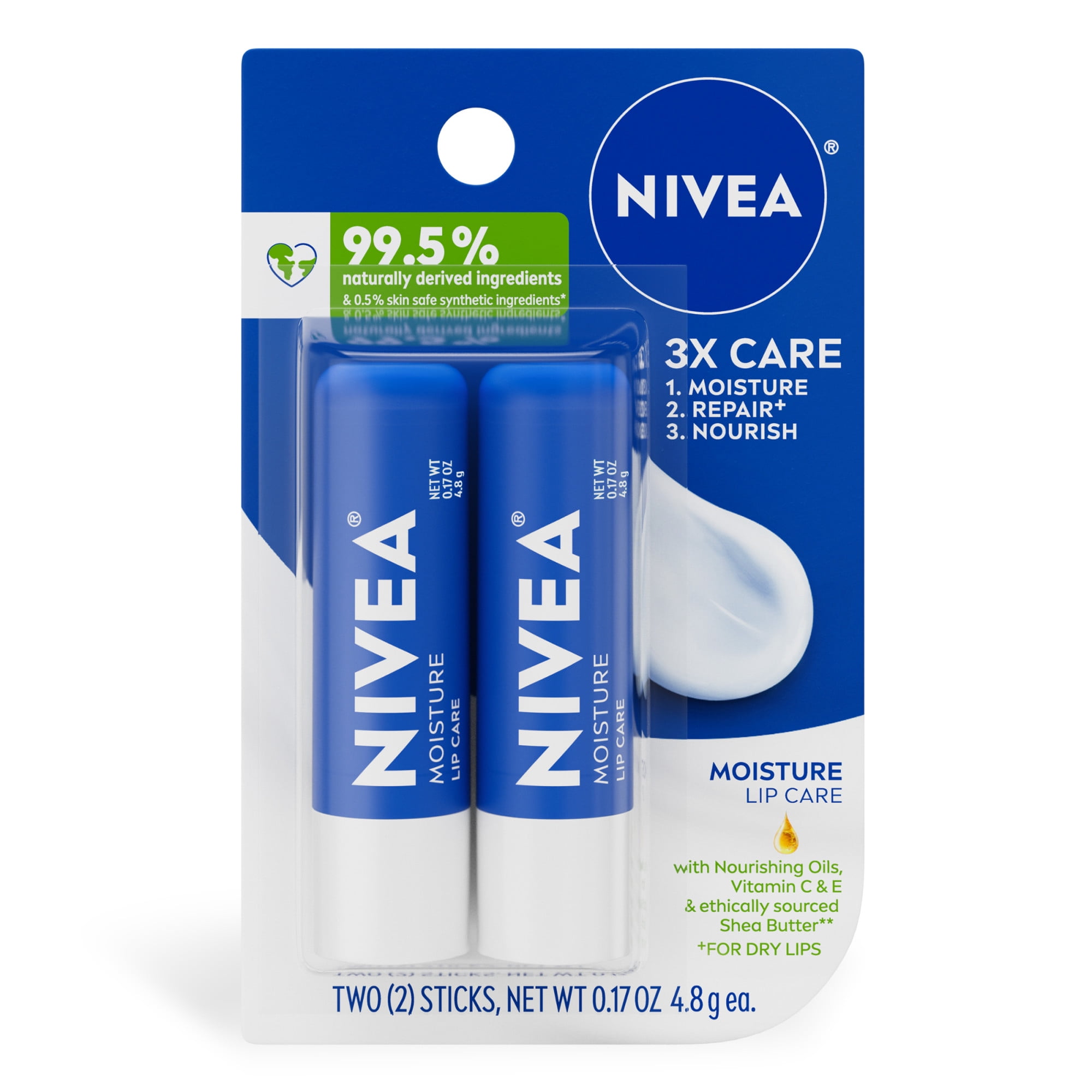 NIVEA Moisture Lip Care, Hydrating Lip Balm with Shea Butter