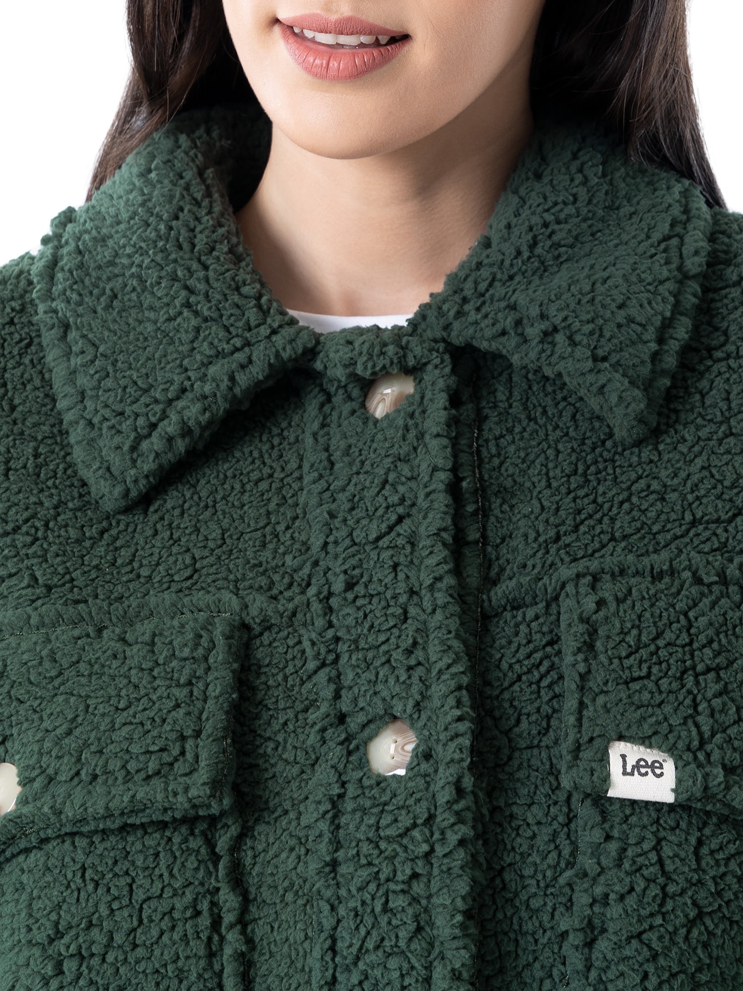 Lee® Women's Long Sleeve Cropped Sherpa Shirt Jacket