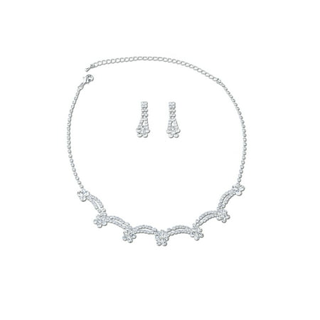 Rhinestones Necklace Earrings Jewelry Sets for Wedding Bridal Party