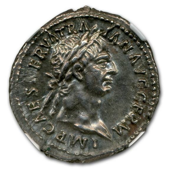 Roman Denarius Emperor Trajan (98-117 AD) Ch AU NGC