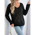 thumbnail image 6 of Women'S Crochet Sweater Top Hollow Out Long Sleeve Pullover Tops Fall Outfits Fashion Black XL, 6 of 9