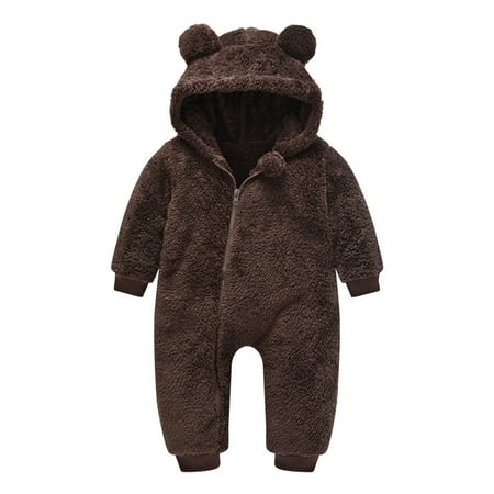 

RPVATI Baby Infant Boy Girl Solid Snowsuit Hooded Fleece Warm Coat Long-Sleeve Winter Outfits