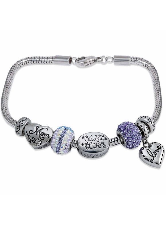 Connections from Hallmark Stainless Steel Limited Edition Mom Charm Bracelet Set