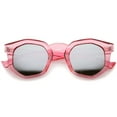 thumbnail image 1 of sunglassLA Unisex Geometric Colorful Translucent Frame Color Mirrored Lens Hexagonal Sunglasses (Pink / Silver Mirror) - 45mm, 1 of 4