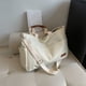 thumbnail image 5 of Bolso Bolsos de hombro vintage de mano grande de lona simple para mujer (blanco), 5 of 9
