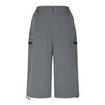 thumbnail image 5 of Rollbacks & More LEBONYARD Women Plus Size Cotton Linen Wide Leg Pants,Capris Womens Pants with Pockets Loose Casual Dressy Lightweight Ladies Baggy Cargo Shorts Capris for Hiking Gray S, 5 of 7
