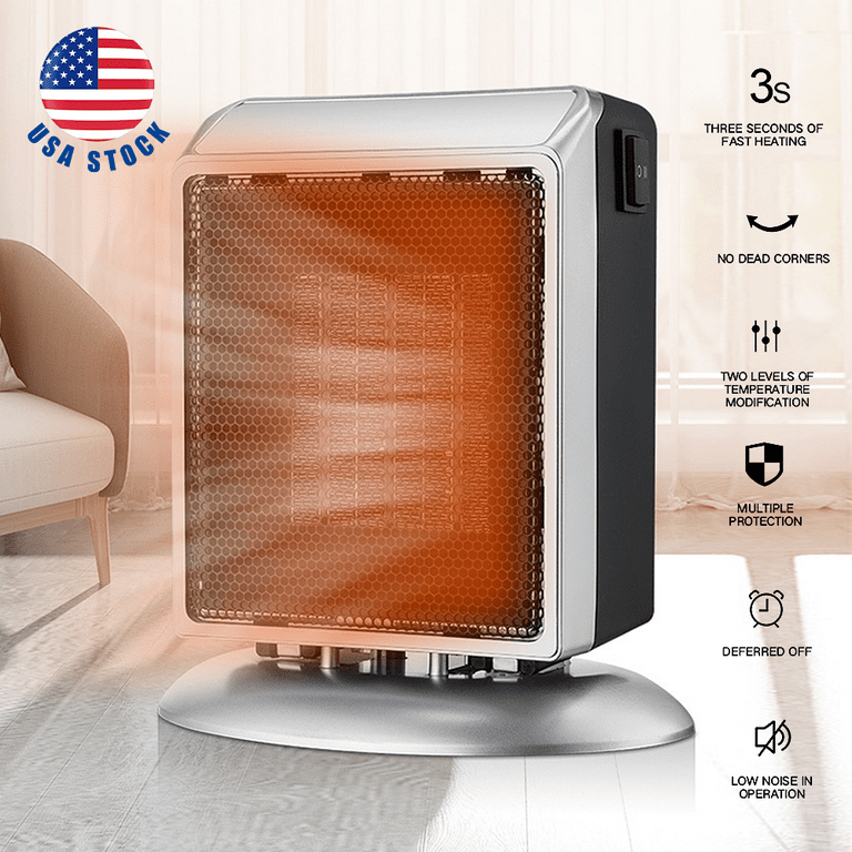 ASA Portable Electric Space Heater, 900W/400W Safe and Quiet Ceramic Heater  Fan, Heat Up in a second for Office Room Desk Indoor Use(Silver) -  Walmart.com