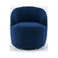 thumbnail image 5 of 360 Degree Swivel Barrel Chair, Teddy Fabric Accent Chair with Solid Metal Base, Modern Upholstered Armchair Club Chair, Leisure Chair for Living Room Bedroom Office, Blue, 5 of 7