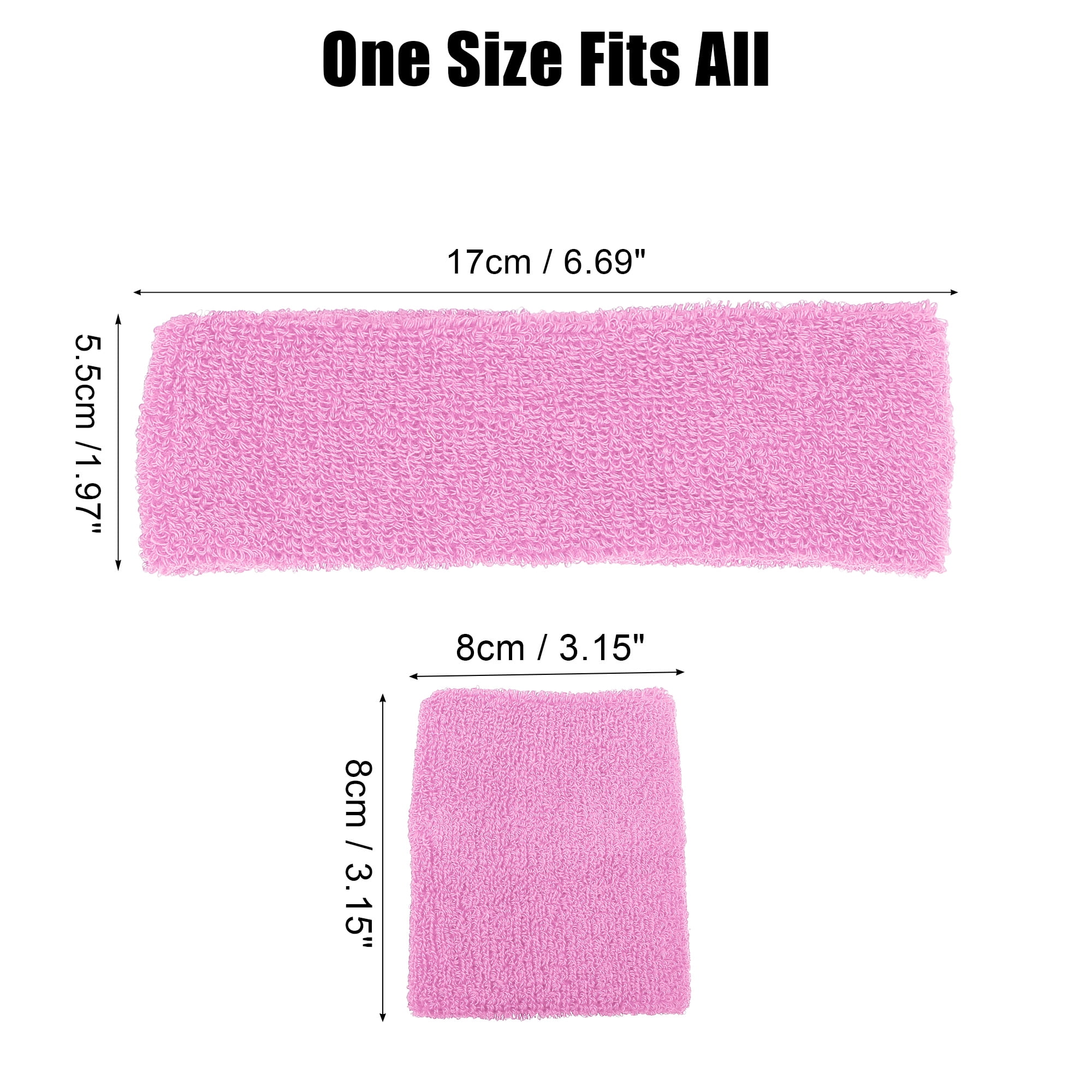 Unique Bargains 3 Pcs Sport Headband Wristband Sweatband Cotton Blend Pink