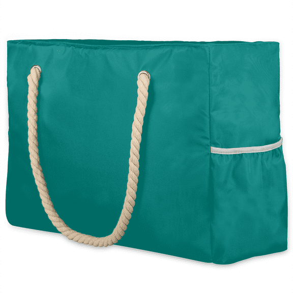 Herdesigns Teal Tote Beach Bag for Women Ladies Large Zipper Beach Bags Waterproof Sandproof Sports Gym Swim Pool Travel Bag