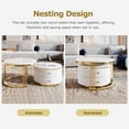 thumbnail image 3 of Williamspace Nesting Coffee Table Set of 2, Modern Round Wood Coffee Table with 2 Drawers, Circular Center Table Set for Living Room, White& Gold, 3 of 6