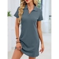 thumbnail image 6 of Women T Shirt Summer Dress Casual Business Mini Loose V-Neck Short Sleeve Dresses Blue XXL, 6 of 10