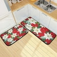 thumbnail image 2 of Christmas Poinsettia Kitchen Mat Set of 2, Non-Slip Kitchen Rug for Floor, Waterproof Sink Carpet for Home, Office, Laundry, 2 of 6