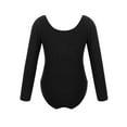 thumbnail image 2 of Rswnyirn Kids Girls Solid Color Ballet Dance Leotards Long Sleeve Gymnastics Bodysuit Black 10, 2 of 7