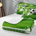 thumbnail image 4 of Manfei Soccer Sport Bed Spread Queen, Football Field Queen Coverlet Set, Green Black White 03, Gray Reversible 3 Pieces, 1 Quilt and 2 Pillowcases, 4 of 7