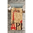 thumbnail image 3 of Ambesonne Vintage Quilted Bedspread Set 2 Pcs, Paris Eiffel Tower View, Twin Size, Red Brown Ecru, 3 of 3
