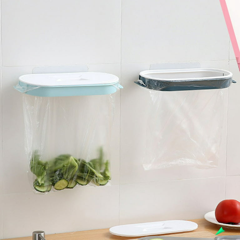 Waroomhouse Garbage Bag Holder with Lid Wall Mounted Detachable Space Saving Strong Load-Bearing Plastic Trash Bag Organizer Rack Kitchen Supplies