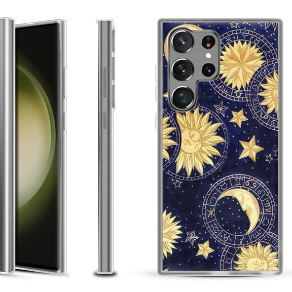 Shockproof Gel Phone Case for Samsung Galaxy S23 Ultra 5G, by OneToughShield  - Moon Sun Star