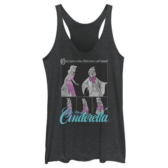 Women's Cinderella Once Upon a Time Scene Racerback Tank Top Black Heather Large