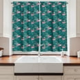 thumbnail image 2 of Ambesonne Flamingo Kitchen Curtains, Tropic Birds on Leaves, 55"x45", Teal and Pink, 2 of 3