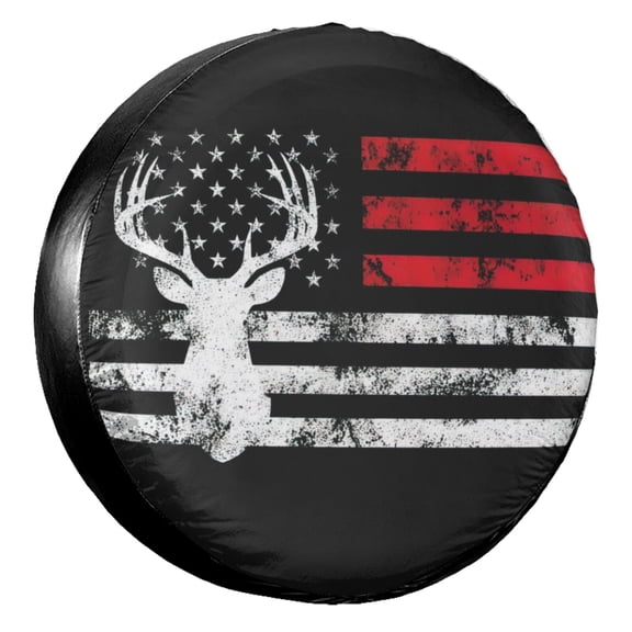 KAKALAD Hunting Deer Camouflage Spare Tire Cover Universal Car Vehicle Tools For Rv SUV Truck Camper Travel Trailer Accessories Buckle 14” Inch