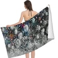 thumbnail image 3 of PHYHOO  Silver Gray Glitter Microfiber Sand Free Beach Towel Oversized Quick Dry Absorbent for Pool Swimming Bathroom Beach Towel  30x60in, 3 of 8