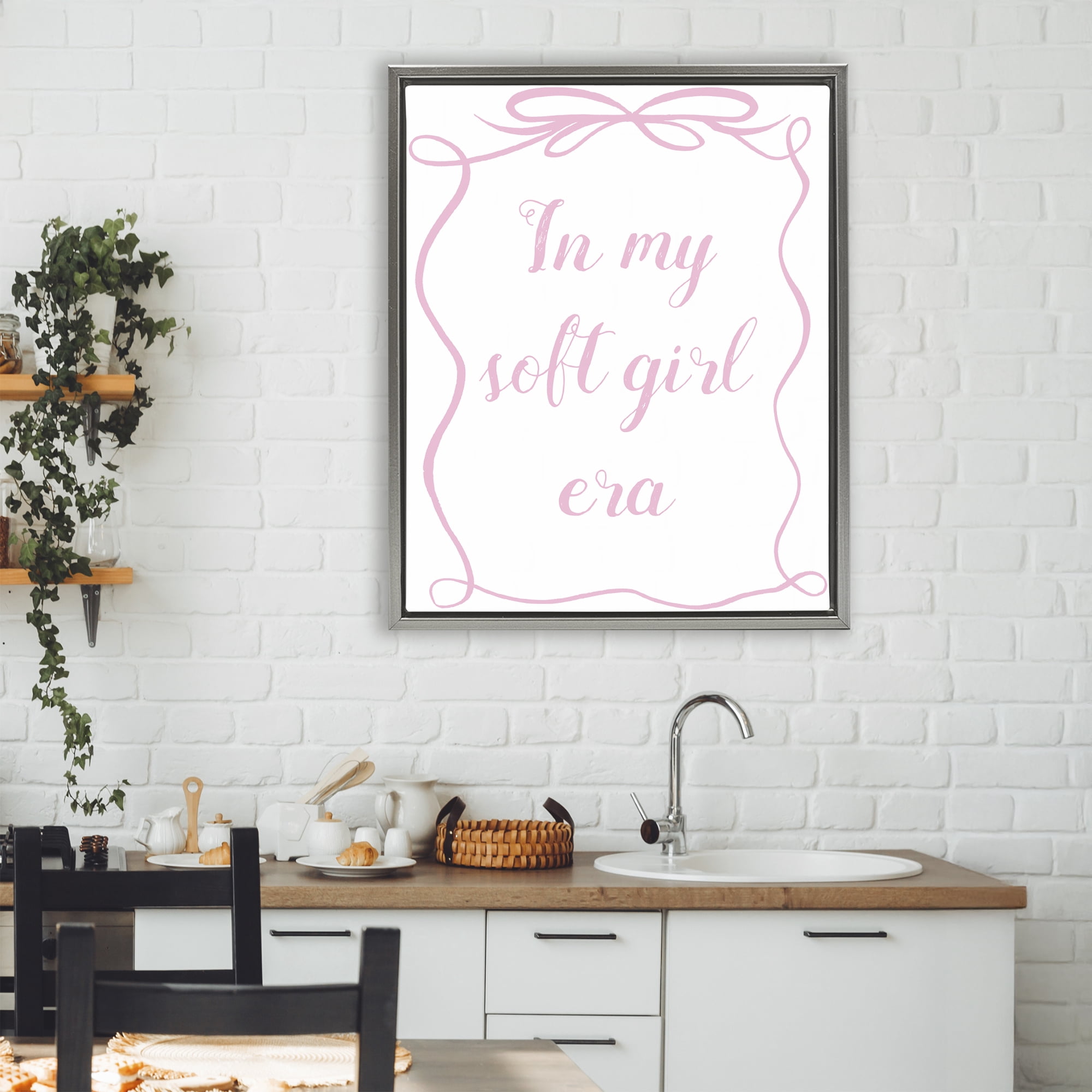 Stupell Industries In My Soft Girl Era Gray Framed Floater Canvas Wall Art, design by Lucille Price