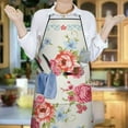 thumbnail image 5 of Women Men Adjustable Bib Apron with Pockets Pioneer Colorful Floral Cooking Kitchen Aprons, 5 of 7