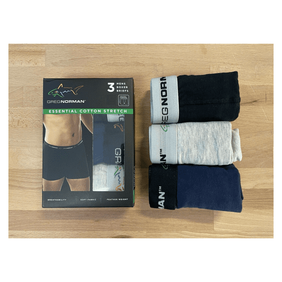Greg Norman Men's Essential Cotton Stretch 3-Pack Boxer Briefs Size L