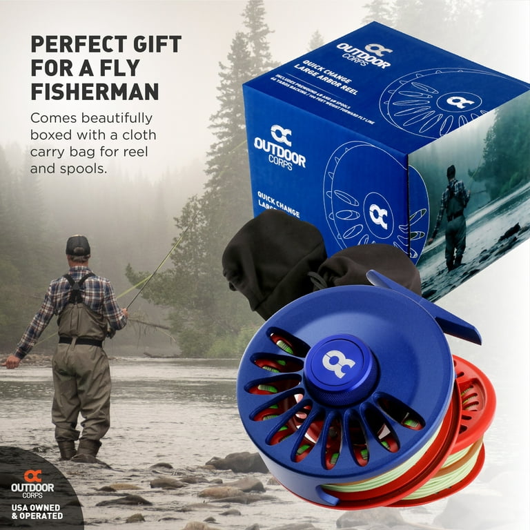 Outdoor Corps Large Arbor Fly Fishing Reel - Peacock, Red