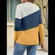 thumbnail image 4 of Blusas de Bloque de Color para Mujer, Estilo Túnica Informal de Larga con Cuello Redondo, Tipo Jersey. Amarillo Gris S, 4 of 8