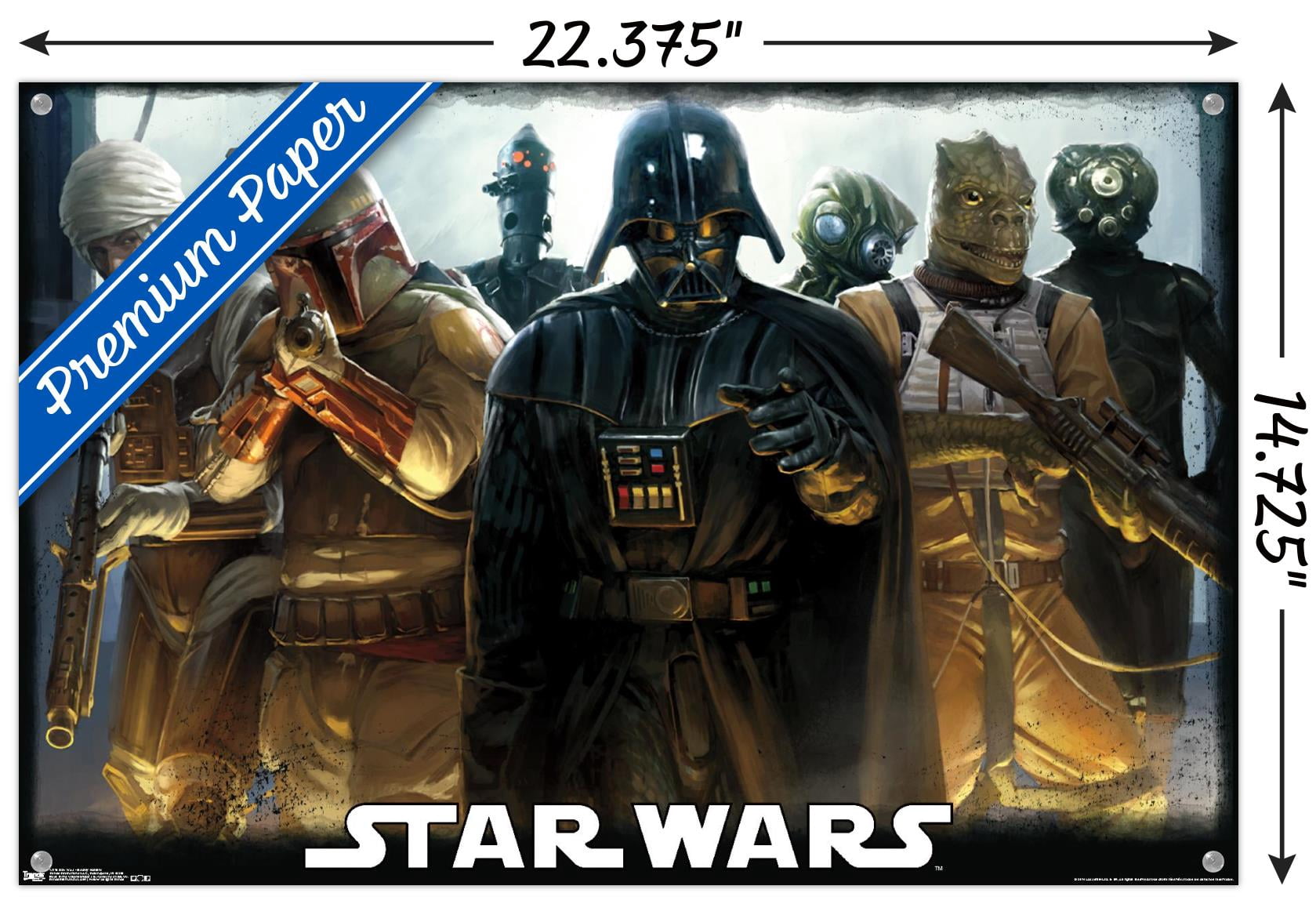 Star Wars: Saga - Bounty Hunters Wall Poster with Push Pins, 14.725" x 22.375"