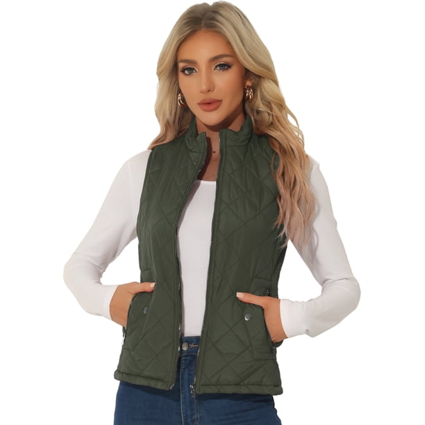 Día de San Patricio Chaleco Acolchado Ligero Con Cremallera Y Cuello Alto Para Mujer Verde XL