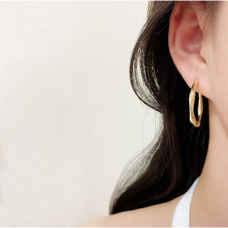 Earrings Women Hoops Bamboo, Women Gold Earrings Women