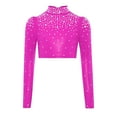 thumbnail image 4 of iixpin Big Girls Hip Hop Streetwear Sparkling Jazz Dance Crop Tops Mock Neck Cheerleading Dancing Clothes Hot Pink 12, 4 of 6