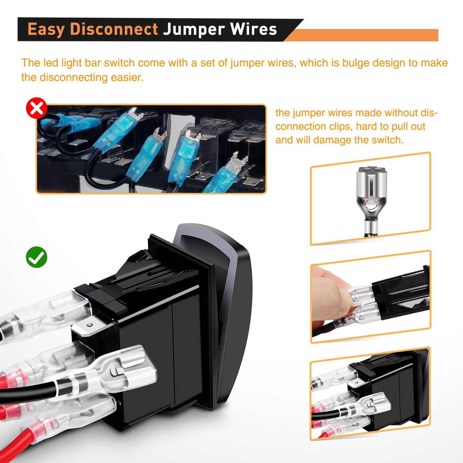 Waywe Winch Rocker Switch Momentary Toggle DPDT 7 Pin On-Off-On Switch with Jumper Wires, 12V/24V In/Out Control for Car, Truck, RV, Boat
