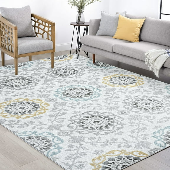 Bliss Rugs Vintage Area Rug, Floral Indoor Rugs for Living Room, Dining Room, Bedroom | Cream, 8' x 10' (7'11''x10'3'')