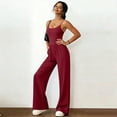 thumbnail image 3 of Jumpsuits for Women Sleeveless Spaghetti Strap Womens Jumpsuit One Piece Wide Leg Summer Romper With Pockets 2026 Wine 2XL, 3 of 5