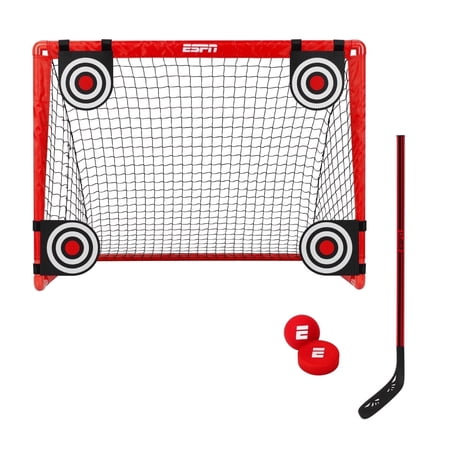 ESPN Street Hockey Training Set for Kids, Includes Net, Targets, Hockey Stick, Ball, Puck
