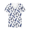 thumbnail image 4 of Wancir 2024 Summer Floral Printed Tops for Women Crochet Lace Trim V Neck Short Sleeve T Shirts Casual Loose Pullover Tee Shirts, 4 of 5