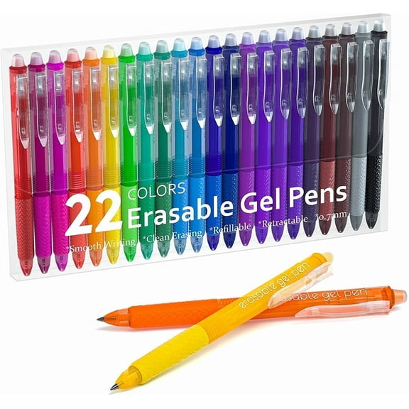 Erasable Gel Pens, 22 Colors Lineon Retractable Erasable Pens Clicker, Fine Point, Make Mistakes Disappear, Assorted Color Inks for Drawing Writing Planner and Crossword Puzzles