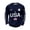 Navy, variant on CharmCyan USA Letter Print Long Sleeve Crewneck Pullover Sweatshirt Casual Loose Fit Unisex Top with Flag Graphic Design