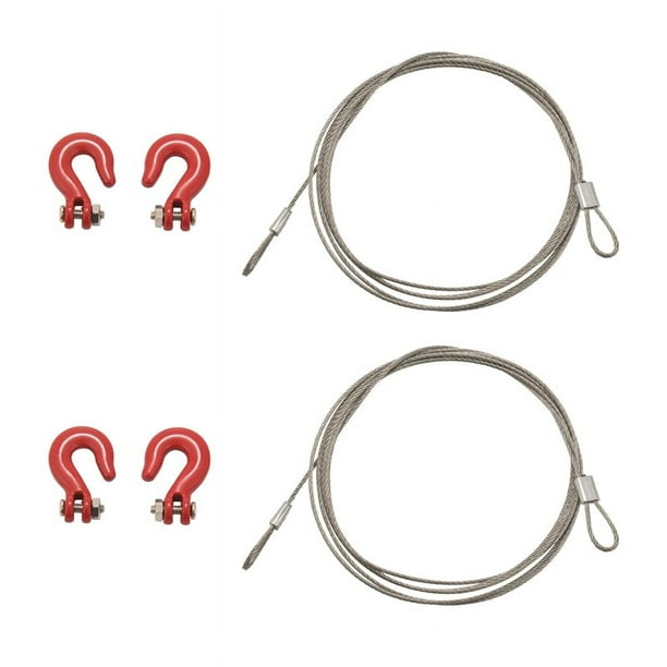 3X 1: 10 RC Accesorios de Orugas Cuerda de Remolque de Cuerda de Alambre del Remolque de Metal con Gancho para Partes de RC Coche 1/10 D90 Axial SCX10 Camion RC Coche